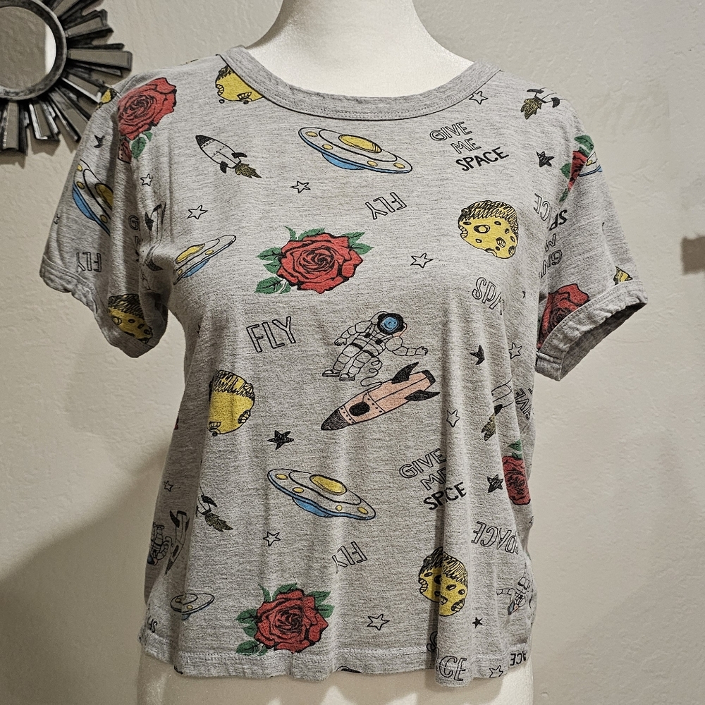 Darling Blue Crop Top Women's Medium Gray EUC